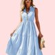 thumbnail image 1 of Vestido Con Estampado A Rayas, Elegante Vestido Sin Mangas Con Cintura Ajustada, Ropa De Mujer, 1 of 4