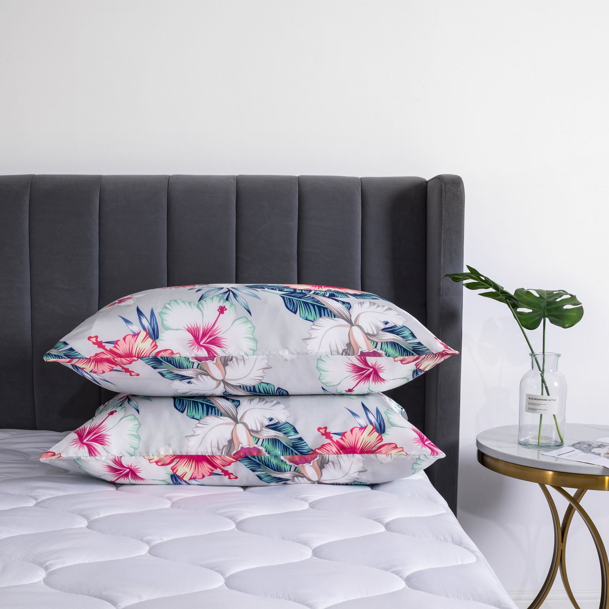 ANMINY Satin Pillowcase Set of 2 Standard Silk Bedding Pillowcases 40" x 20" Pillow Cover, Blue