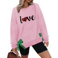 thumbnail image 3 of FUNUONY Chandails en Molleton pour Femmes Hauts de la Saint-Valentin Imprimé Cœur Amour Col Rond Pull Oversize Tendance Blouse Ample Manches Longues Rose m, 3 of 3