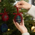 thumbnail image 6 of Euahivb 4 PCS Christmas Round Hanging Bauble with Decorative Ribbon Bow, Plaid Pattern Pendant for Tree Wreath and Holiday Scene Styling, 6 of 7