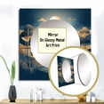 thumbnail image 3 of Designart "Metallic Coastal Paradise Gold I" Minimalism Landscape Square Mirror Wall Decor Traditional - Large Blue Square Bathroom Mirror - Square Printed Wall Mirror Art, 3 of 5