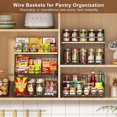 thumbnail image 5 of 3-Tier Stackable Snack Organizer with Pine Wood Top-Trapezoid Metal Wire Basket, Countertop & Wall Mounted Snack Holder for Kitchen Pantry Cabinet, Muti-functional Food Fruit Stoarge, Black, 5 of 18