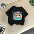thumbnail image 4 of Curuila Kid Girls Tops Cartoon Print Crew Neck Short Sleeve Tee Summer Casual Loose T Shirt Black Size 2-4 Years, 4 of 4