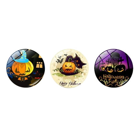 

3pcs 25MM Halloween Time Refrigerator Round Glass Creative Fridge Magnets Stickers for Home Party Wall Decoration Random Pattern