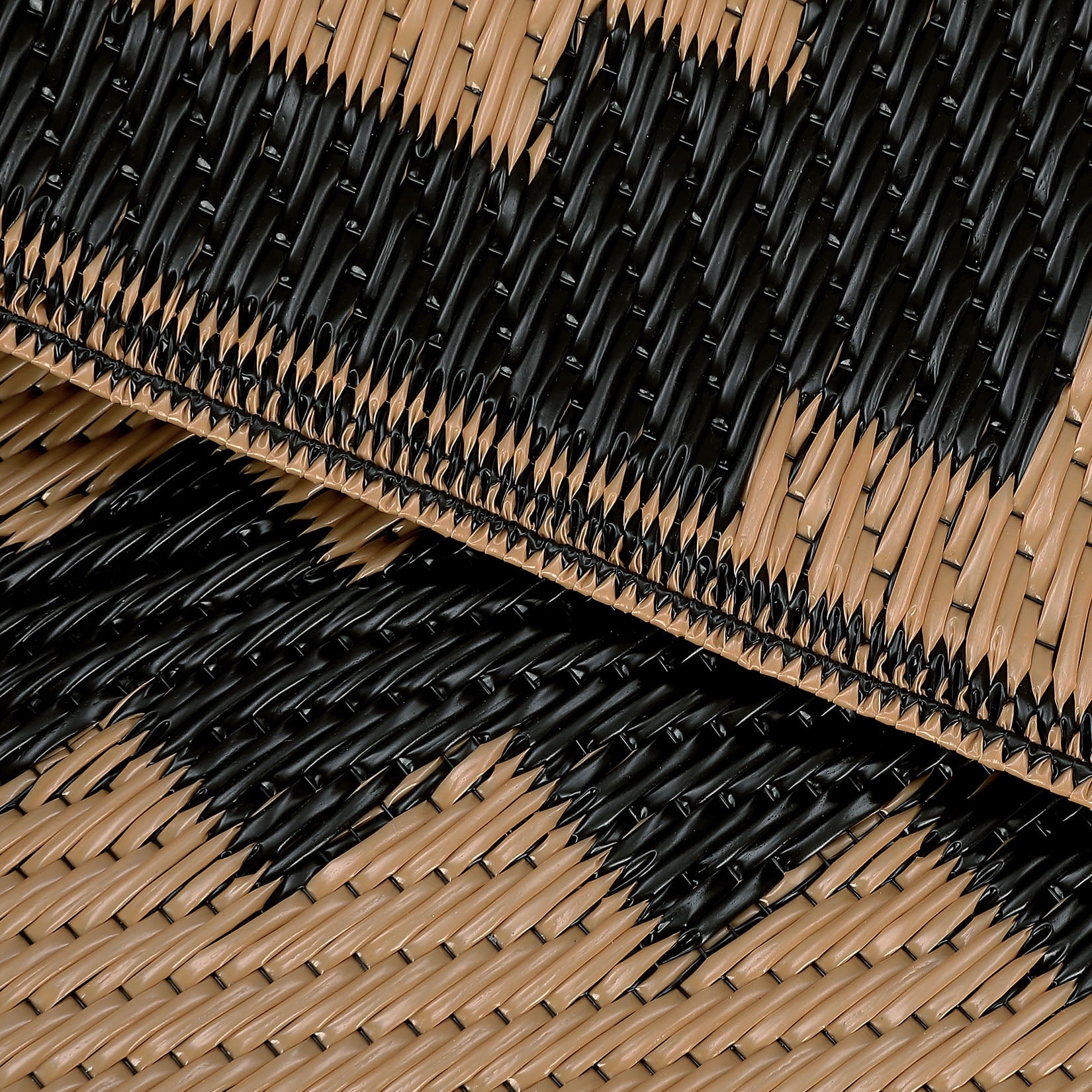 GlowSol Outdoor Rug 9'x12' Waterproof Patio Rug Reversible Outdoor Geometric Carpet Plastic Straw Rug for Patios Balcony Beach Deck Camping Porch RV, Black Brown