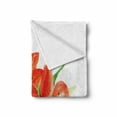thumbnail image 2 of Watercolor Flower Soft Flannel Fleece Throw Blanket, Pastoral Themed Large Lilies in Vibrant Colors Habitus of Flora Artwork, Cozy Plush for Indoor and Outdoor Use, 50" x 70", Red Green, by Ambesonne, 2 of 6