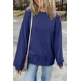 thumbnail image 2 of Women's Navy Blue Drop Shoulder Crewneck Pullover Sweatshirt - Cozy & Casual | [ZhiHiMeRi] | (US 12-14)L, 2 of 12