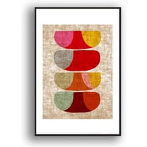 IDEA4WALL Framed Canvas Print Wall Art Multicolor Plant in Blue Vase Geometric Shapes Illustrations Modern Art Chic Colorful for Living Room, Bedroom, Office - 16"x24" Black