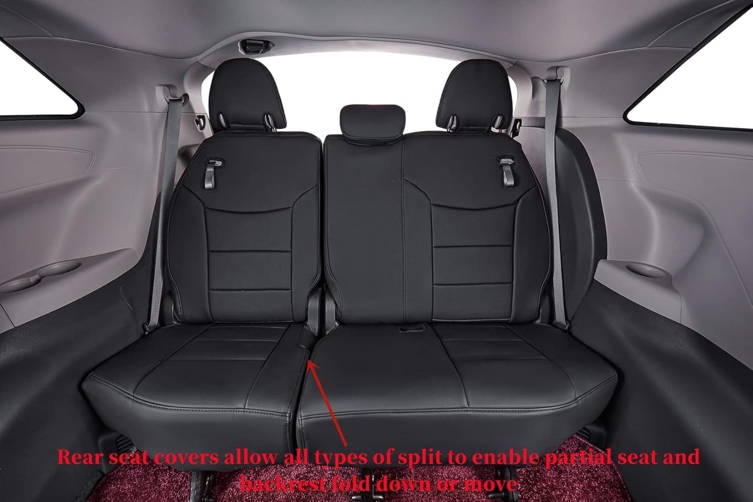 coverdream Sienna Seat Covers Custom Fit for 2021-2026 Toyota Sienna LE/XLE (8-Passenger),2nd Row Bench w/Removable Middle Seat Waterproof Leatherette(Full Set,Black)