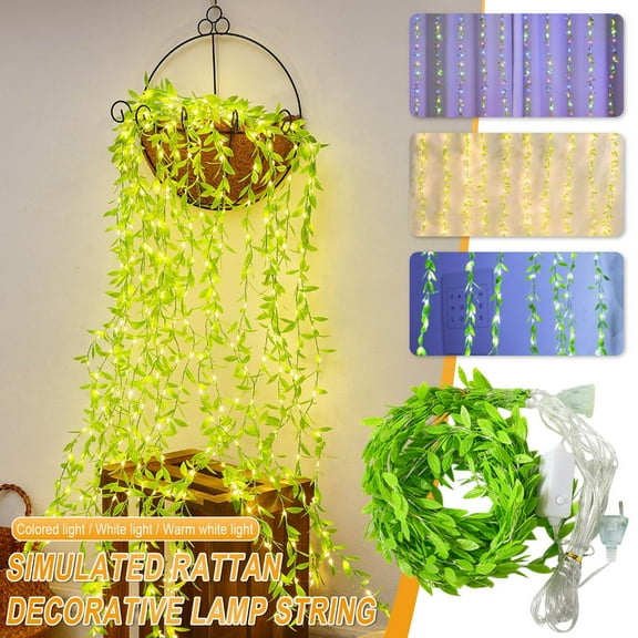 PRETXORVE Decor Ivy for Bedroom, 10 Total 200 LED Curtain String Lights, Fake Plant Rattan Hanging Garland for Wedding Party Patio Wall and Indoor Outdoor Decor
