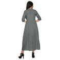 thumbnail image 4 of Moomaya Chinese Dresses For Women Solid Cotton Slub Roll Up Sleeve Long Dress, 4 of 5