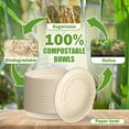 thumbnail image 6 of 100 Pack 26 oz Disposable Compostable Paper Bowls Burrito Bowls Heavy-Duty Bowls Eco-Friendly Natural Bagasse Biodegradable Salad Bowls, 6 of 7