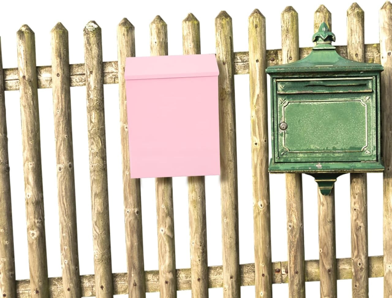 ABCISI Wall-Mounted Mailbox with Lock, Anti-Theft Drop Box  for Letters Envelopes Newspapers, Multi-Function Suggestion Box, Large Capacity Sturdy Mail Box for Home & Office, 9.1” x 2.4” x 11.8”,Pink