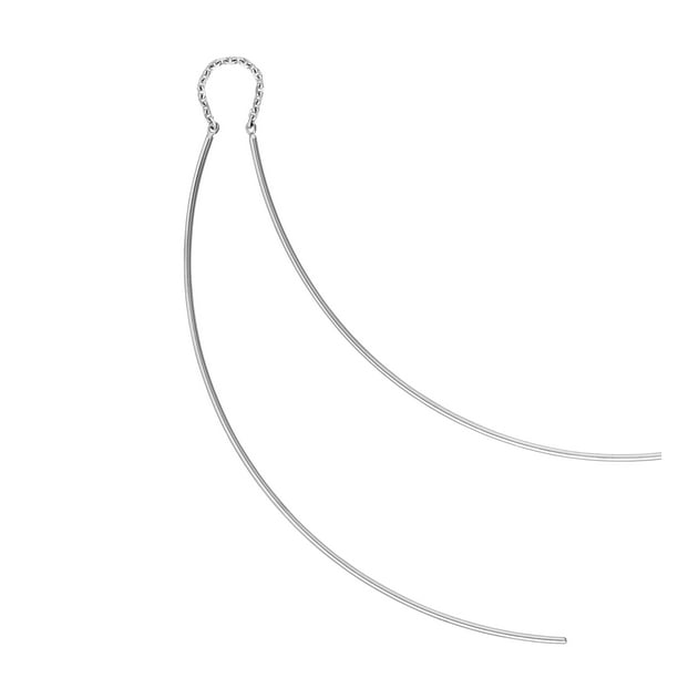 Curved Wire Threader Earrings Real 14k White Gold 2024