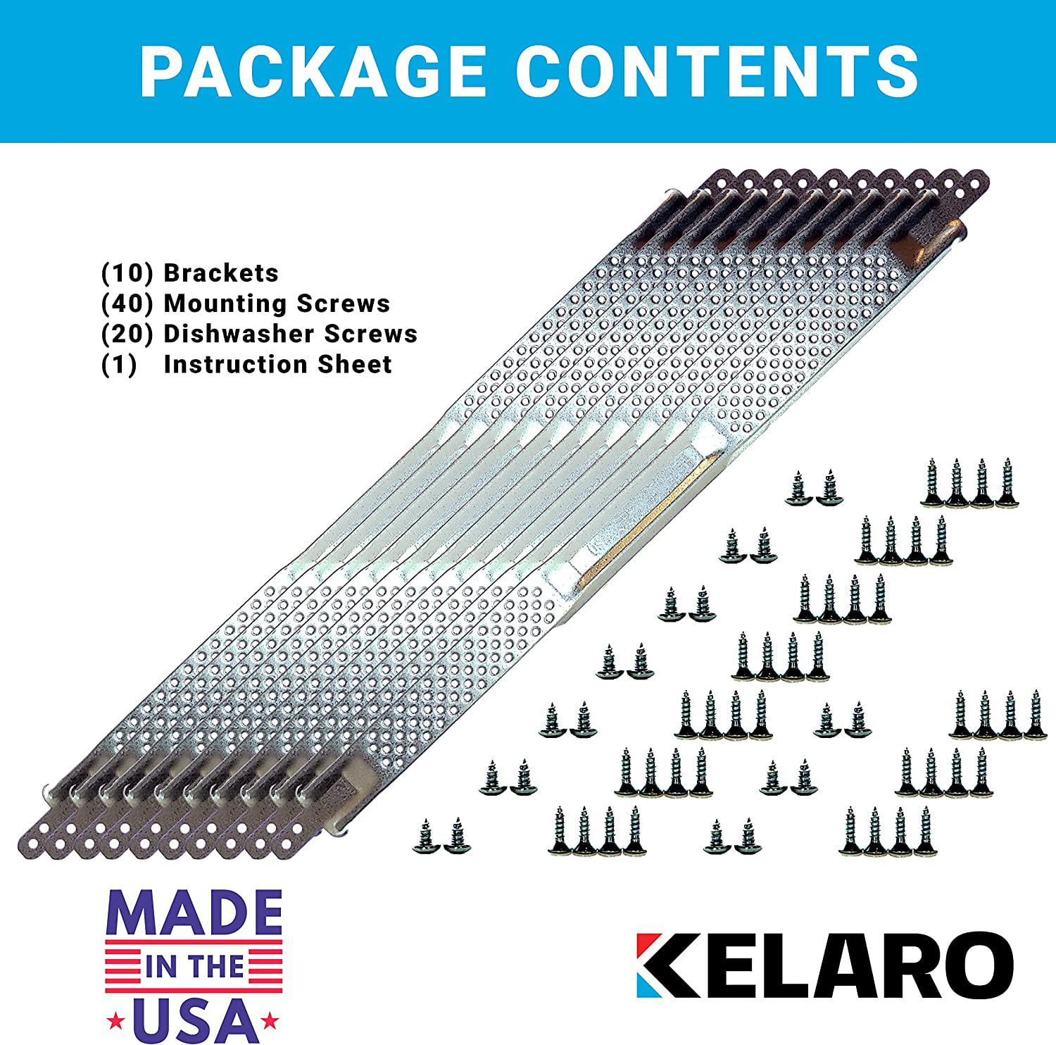 Kelaro EZ Dishwasher Mounting Bracket Kit for Granite and Quartz Countertops  - 10 Pack - W10426979 
