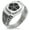 Silver, variant on Stainless Steel Akechi Samurai Crest CZ Ribbed Needle Stripe Pattern Biker Style Polished Ring