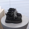 thumbnail image 6 of Busydd Girls Ankle Boots Solid Color Lace up Booties Casual Closed Toe Chunky Sole Girls Shoes 21, 6 of 7