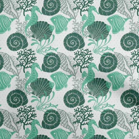 oneOone Polyester Spandex Sea Green Fabric Ocean Underwater Life Dress Material Fabric Print Fabric By The Yard 56 Inch Wide
