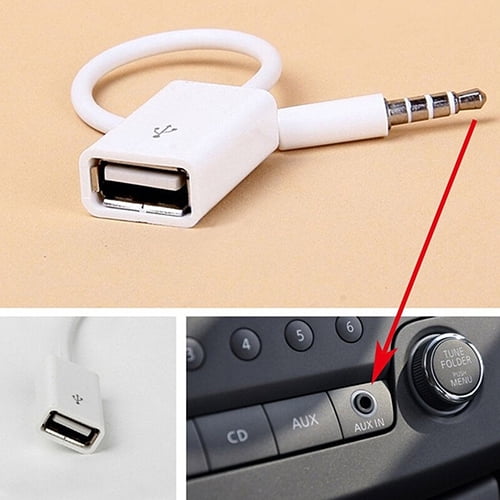 3.5mm AUX Plug to USB 2.0 Male Cable Adapter Cord + 3.5mm Male