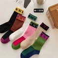 thumbnail image 3 of Calcetines deportivos con estampado de alfabeto, medias de algodón puro, cómodas, finas, transpirables, informales, novedad de 2022, 3 of 4