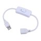 thumbnail image 1 of Cable adaptador de extensión USB de 30 cm con interruptor de encendido y apagado para lámpara USB, línea de ventilador USB, blanco, 1 of 5