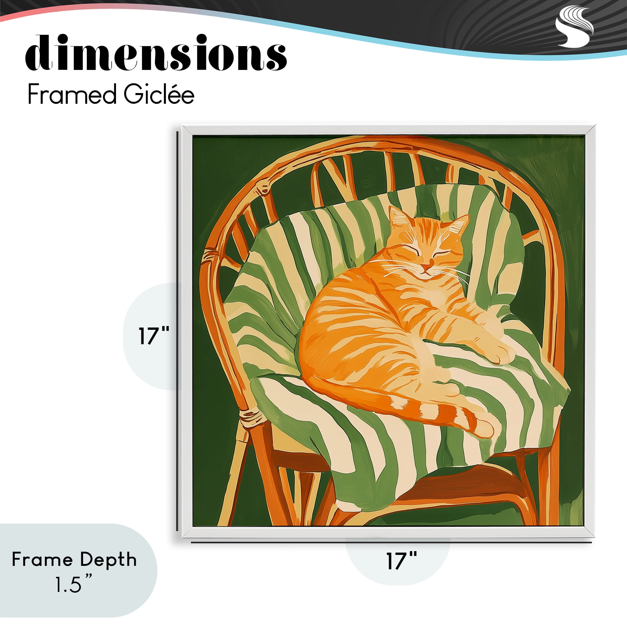 Stupell Industries Cat In Rattan Chair White Framed Giclee Art, design by Walker Noble
