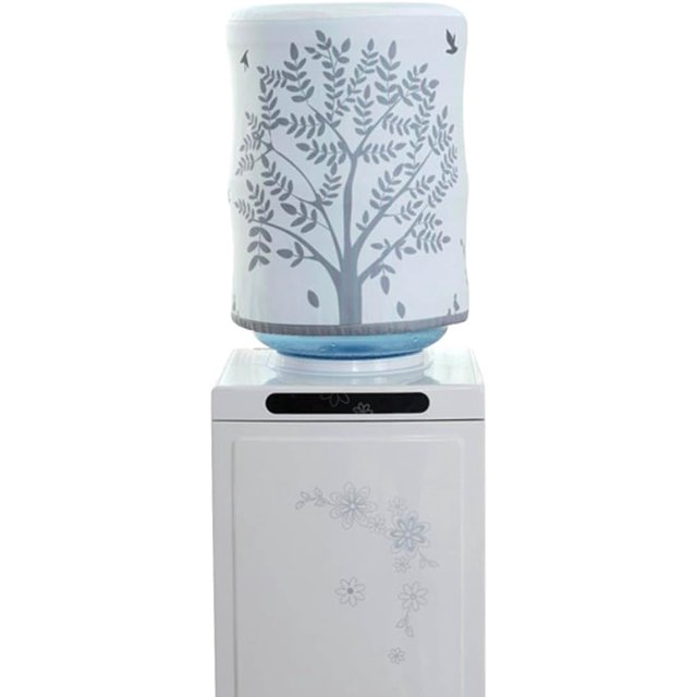 BAOZOON 5 Gallon Water Dispenser Barrel Dust Cover Durable Water Bucket Protector Covers for Water Cooler Reusable 5 Gallon Water Bottle Cover Fabric Bucket Decor(Grey Tree)