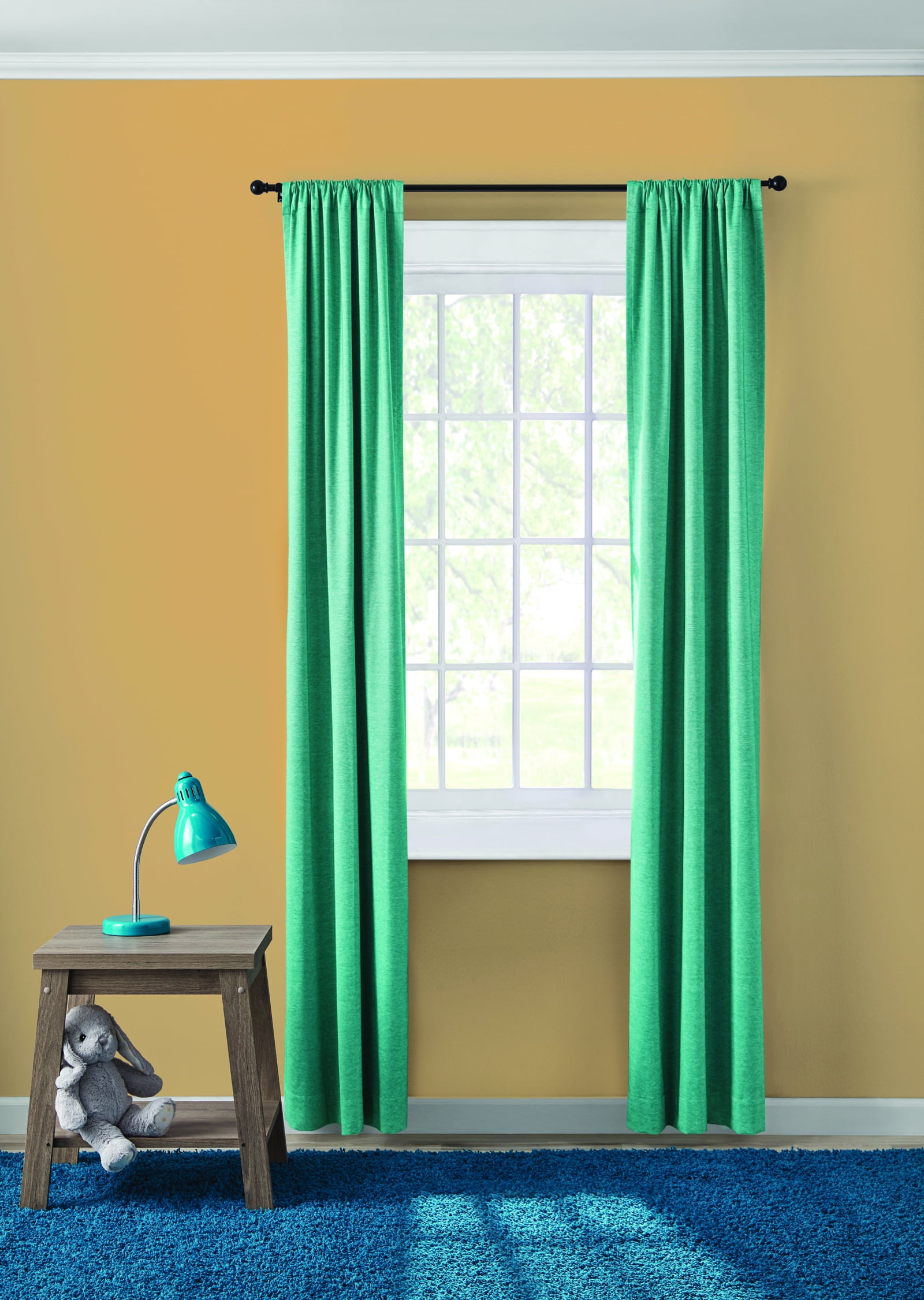 (2 pack) Your Zone Blackout Curtain Panel Pair, Set of 2, Chambray Turquoise, 38 in x 84 in