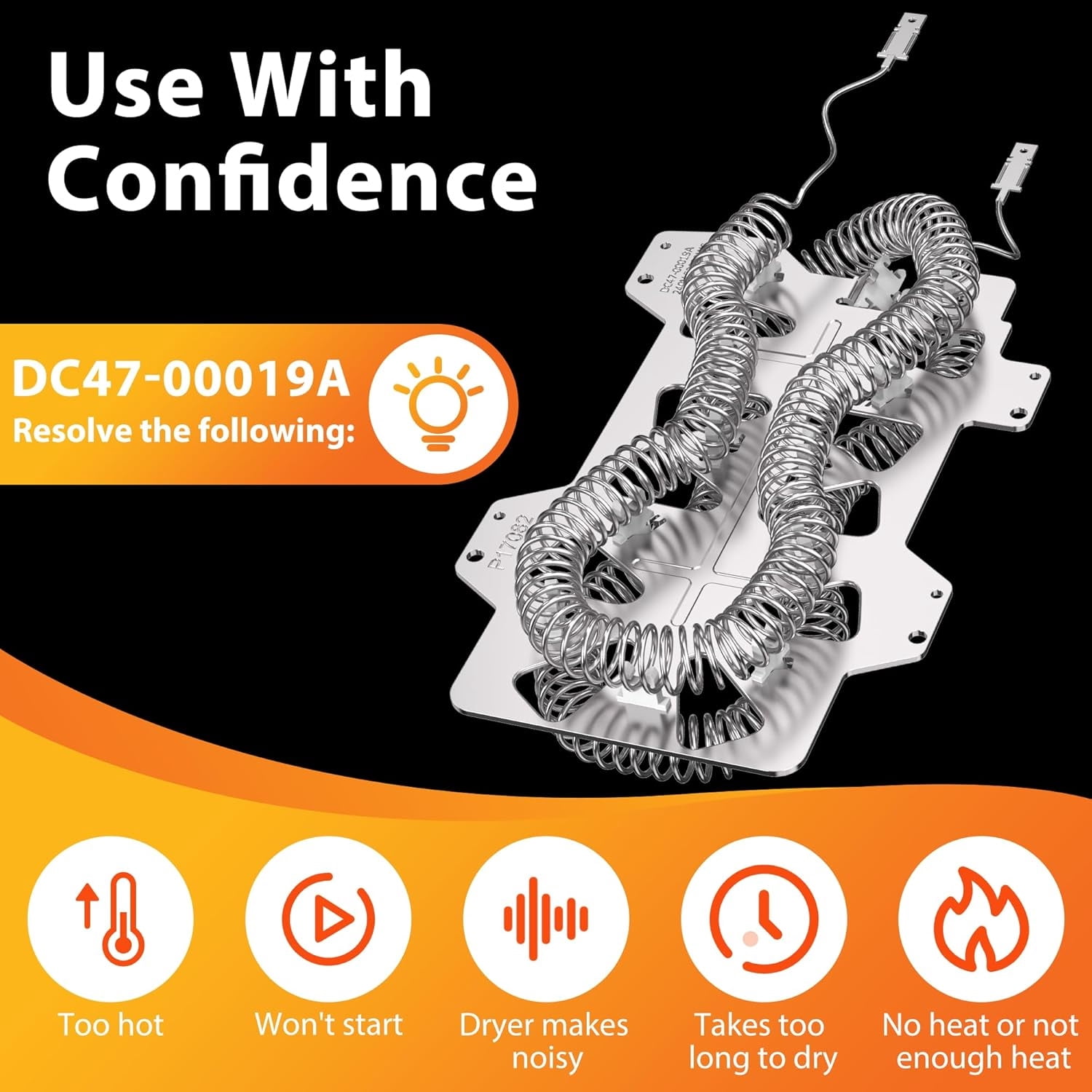 【Upgraded】DC47-00019A Dryer Heating Element for Samsung DVE50R5200W/A3 DV45H7000EW/A2 DV40J3000EW/A2 DVE50M7450W/A3 DV42H5000EW/A3 DV42H5200EW/A3 DVE50R5400V/A3 DV48H7400EW/A2 DV42H5200EP/A3