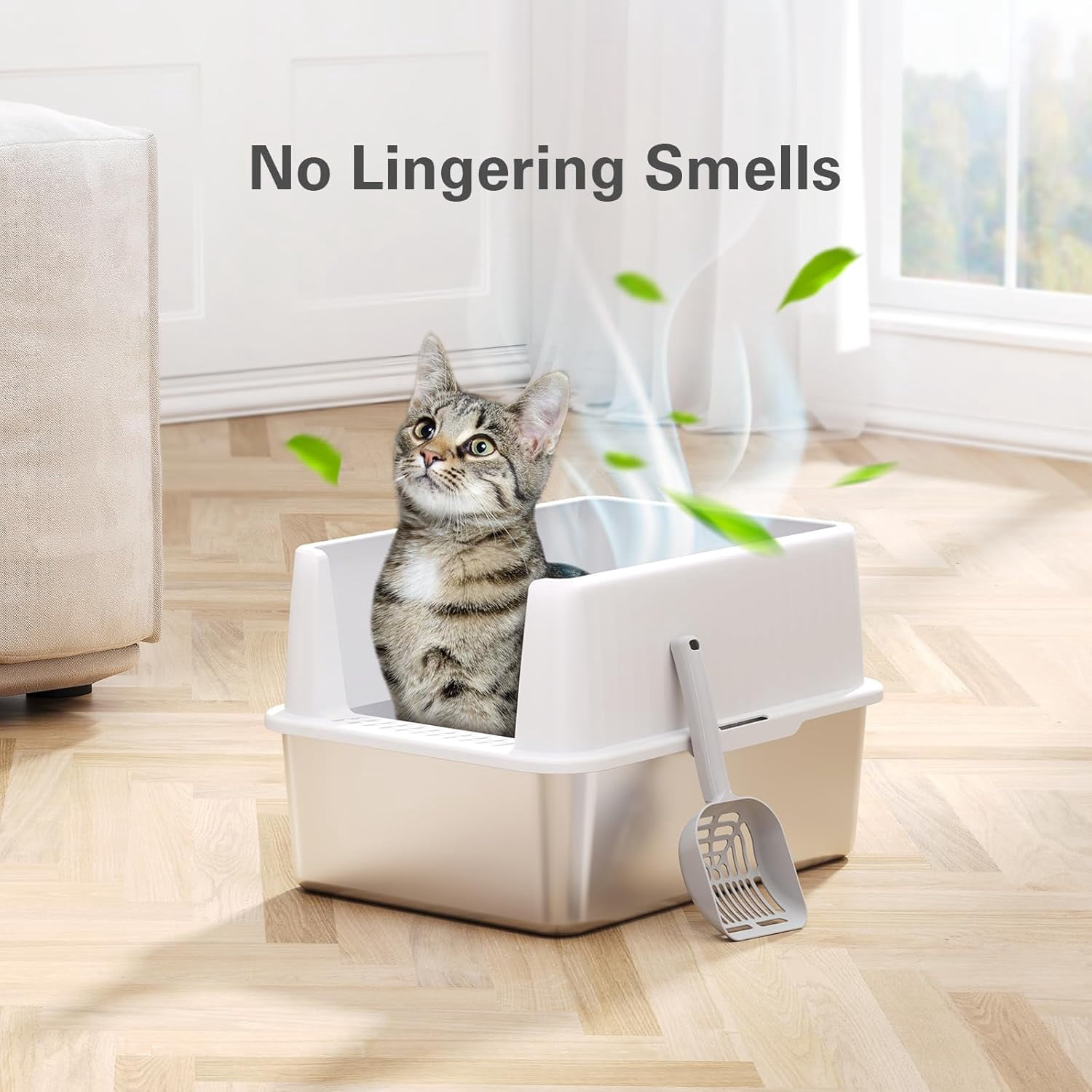 Stainless Steel Litter Box, Multi-Color Litter Box - High Sided, Small Metal Litter Box for Kittens - Easy to Clean, Leak-Proof, Non-Stick, Odor-reducing
