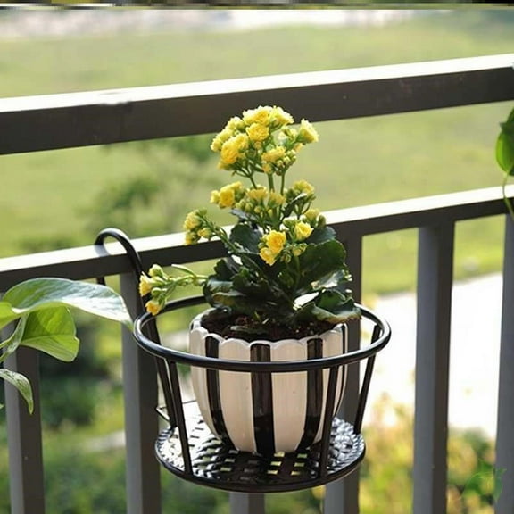 3 Pcs Flower Pot, Iron Art Hanging Baskets Balcony Garden Flower Holders Over The Rail Metal Fence Planters Assemble