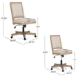 thumbnail image 5 of Benjara Swivel Rolling Office Chair- Beige Fabric- Weathered Light Brown Wood, 5 of 5