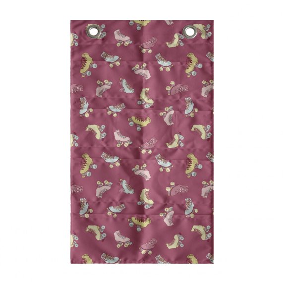 Retro Hanging Pocket Organizer, Nostalgic Style Funky Print of Repeated Roller Skates Street Fun Activity, Printed Polyester Storage Bag with Pockets, 21" x 31", Dried Rose Multicolor
