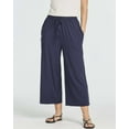 thumbnail image 2 of Real Essentials 3 Pack: Women's Ultra-Soft Wide Leg Loose Capri Open Bottom Pants - Yoga Lounge Pockets(Available in Plus), 2 of 7