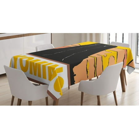 

Wyoming Tablecloth Sweet Simplistic Design Landscape Cartoon Rectangular Table Cover for Dining Room Kitchen 60 X 84 Charcoal Grey Dark Peach Earth Yellow and Salmon by Ambesonne