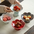 thumbnail image 6 of Fruit Tray Ceramic Footed Fruit Bowl: Lotus Shaped Snacks Plate Decorative Dessert Cake Serving Bowl Appetizers Platter, 6 of 6