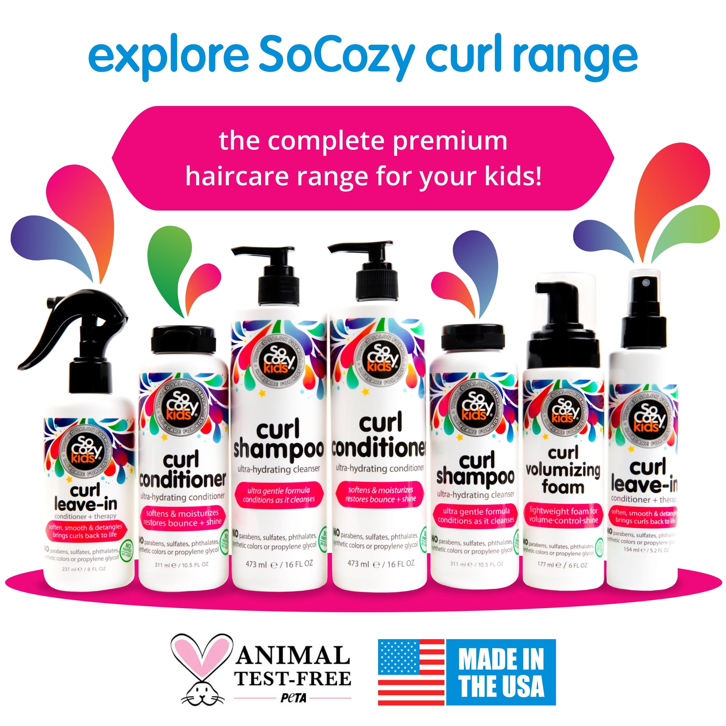 SoCozy Kids Curl Leave In Conditioner + Therapy Spray for Soft, Shiny Hair, 10.5 Fl Oz
