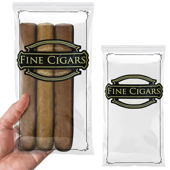 100 Pack Clear Slider Zipper Bags 5" x 10" Resealable Plastic Bags 2 mil Printed “Fine Tobacco” Gauge .002