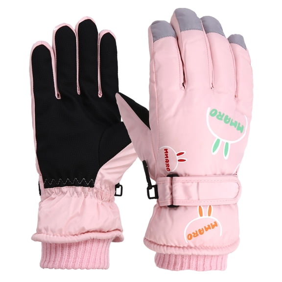Staki Ski Gloves Snow Gloves Waterproof Winter Warm Cold Weather Touchscreen Gloves for Kids Skiing(Pink,8-12 Years)