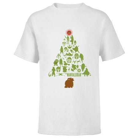 Star Wars The Mandalorian Holiday Christmas Tree Standard - Short Sleeve T-Shirt for Kids – Customized-White