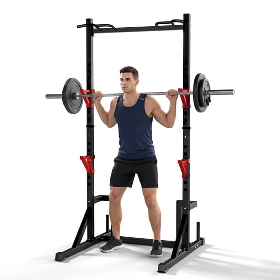 Primy Power Rack with Pull up Bar for Home Gym, 800Lbs Capacity Multifunction Adjustable Squat Stand Rack, Power Rack Cage