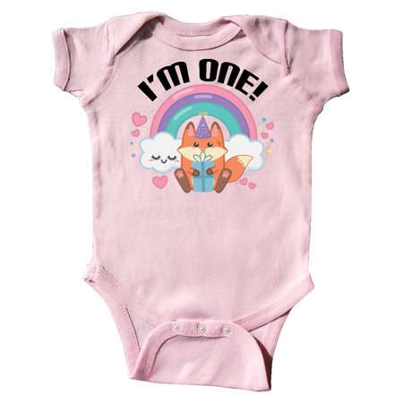 

Inktastic 1st Birthday 1 Year Old Kawaii Girl Fox Gift Baby Girl Bodysuit