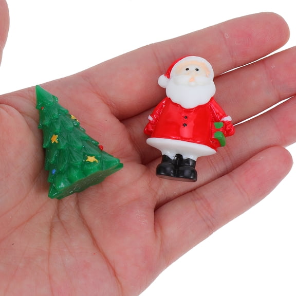 HOMEMAXS Assorted Color Resin Christmas Figurines Set, Miniature Xmas Tree Decorations, Mixed Style Holiday Decor