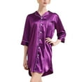 thumbnail image 7 of Tnhcen Women's Silky Silk Pajama V-Neck Button Half Sleeve Nightdress Fashion Summer Pjs Home Clothes S-2XL, 7 of 7