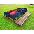 thumbnail image 1 of Outer Space Outdoor Tablecloth, Nebula Gas Celestial Expanse in Galaxy Astral Planet Cosmos Objects Space Theme, Decorative Washable Fabric Picnic Tablecloth, 58 X 120 Inches, Navy Red, by Ambesonne, 1 of 2