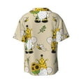 thumbnail image 2 of Naloa Gnomes Bees And Sunflowers Men's Loose Fit Cuban Collar Short-Sleeve Shirt with Button-down and Chest Pocket for Everyday Wear Outings - Medium, 2 of 7