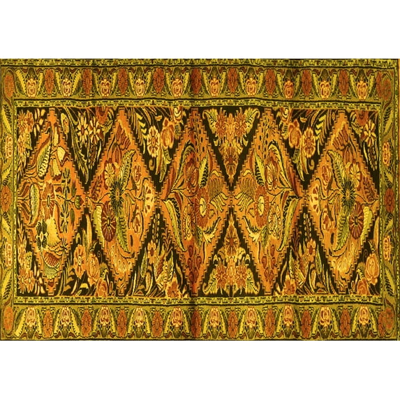 Ahgly Company Indoor Rectangle Persian Yellow Traditional Area Rugs, 3' x 5'