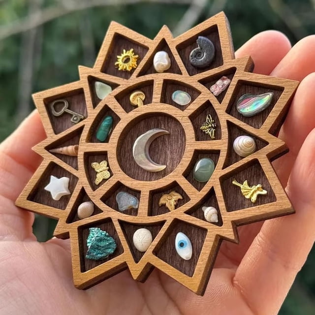 Mini Wooden Display Shelf for Collectibles \u2013 Rustic Shadow Box Display Case with Multiple Compartments, Miniature Trinket Shelf for Mini Crystals Figures, Small Trinkets (G)