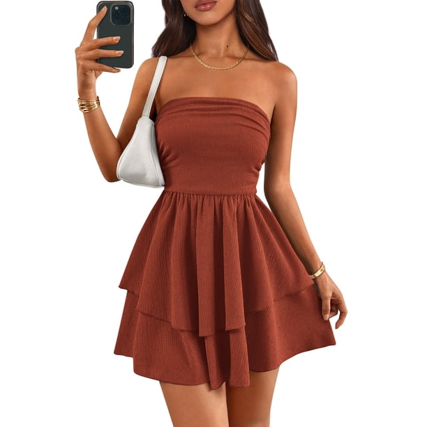 Vestido PRETTYGARDEN para mujer, verano 2025, sin tirantes, tubo, tamaño mini
