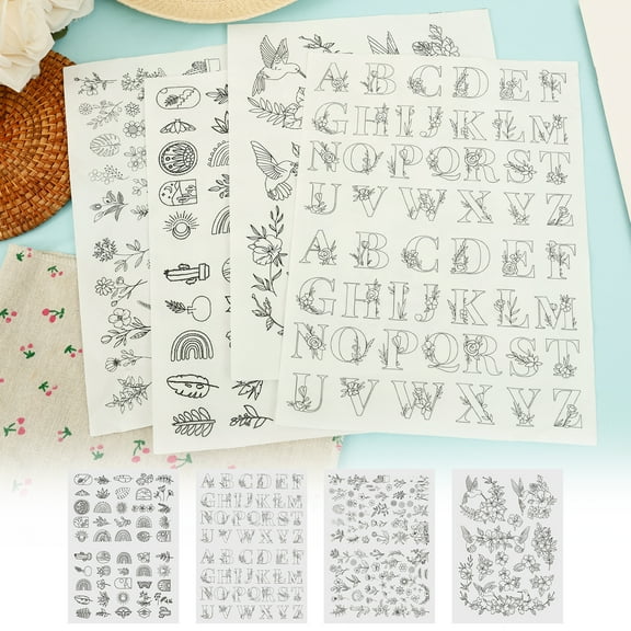 Sutowe 4Pcs Water Soluble Embroidery Stabilizer Delicate Sticky Wash Away Stabilizer Water Soluble Embroidery Paper Assorted Patterns for Hand Sewing Lover Bag Tablecloth